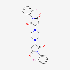 molecular formula C24H22F2N4O4 B4910286 3,3'-(1,4-piperazinediyl)bis[1-(2-fluorophenyl)-2,5-pyrrolidinedione] 