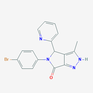 molecular formula C17H13BrN4O B491029 5-(4-bromophenyl)-3-methyl-4-(2-pyridinyl)-4,5-dihydropyrrolo[3,4-c]pyrazol-6(1H)-one CAS No. 573942-44-6