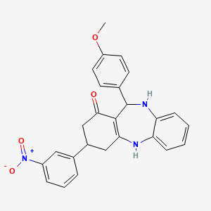 molecular formula C26H23N3O4 B4910312 11-(4-methoxyphenyl)-3-(3-nitrophenyl)-2,3,4,5,10,11-hexahydro-1H-dibenzo[b,e][1,4]diazepin-1-one 