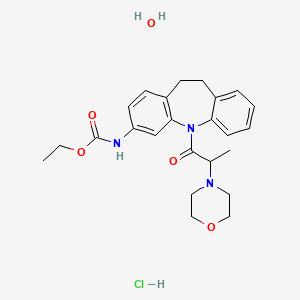 ethyl N-[11-(2-morpholin-4-ylpropanoyl)-5,6-dihydrobenzo[b][1]benzazepin-2-yl]carbamate;hydrate;hydrochloride