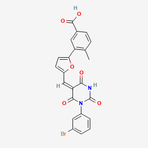 molecular formula C23H15BrN2O6 B4910374 3-(5-{[(5E)-1-(3-Bromophenyl)-2,4,6-trioxo-1,3-diazinan-5-ylidene]methyl}furan-2-YL)-4-methylbenzoic acid 