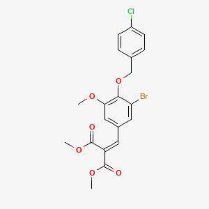 molecular formula C20H18BrClO6 B4910375 dimethyl {3-bromo-4-[(4-chlorobenzyl)oxy]-5-methoxybenzylidene}malonate 