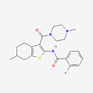 molecular formula C22H26FN3O2S B4910474 2-fluoro-N-{6-methyl-3-[(4-methylpiperazin-1-yl)carbonyl]-4,5,6,7-tetrahydro-1-benzothiophen-2-yl}benzamide 