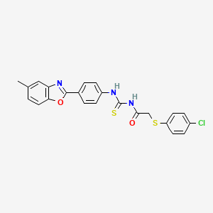 2-[(4-chlorophenyl)thio]-N-({[4-(5-methyl-1,3-benzoxazol-2-yl)phenyl]amino}carbonothioyl)acetamide