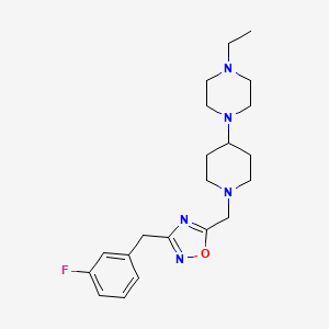 molecular formula C21H30FN5O B4910550 1-ethyl-4-(1-{[3-(3-fluorobenzyl)-1,2,4-oxadiazol-5-yl]methyl}-4-piperidinyl)piperazine 