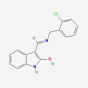 molecular formula C16H13ClN2O B4910553 3-{[(2-chlorobenzyl)amino]methylene}-1,3-dihydro-2H-indol-2-one 