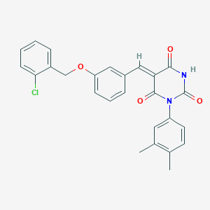 molecular formula C26H21ClN2O4 B4910559 (5Z)-5-[[3-[(2-chlorophenyl)methoxy]phenyl]methylidene]-1-(3,4-dimethylphenyl)-1,3-diazinane-2,4,6-trione 