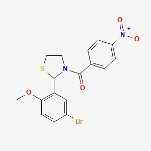 molecular formula C17H15BrN2O4S B4910577 2-(5-bromo-2-methoxyphenyl)-3-(4-nitrobenzoyl)-1,3-thiazolidine 