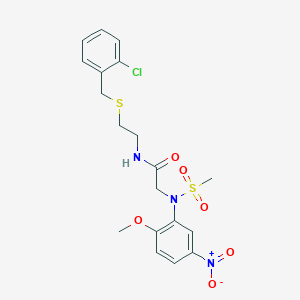 molecular formula C19H22ClN3O6S2 B4910606 N~1~-{2-[(2-chlorobenzyl)thio]ethyl}-N~2~-(2-methoxy-5-nitrophenyl)-N~2~-(methylsulfonyl)glycinamide 