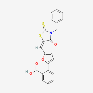 molecular formula C22H15NO4S2 B4910631 2-(5-{[(5E)-3-BENZYL-4-OXO-2-SULFANYLIDENE-1,3-THIAZOLIDIN-5-YLIDENE]METHYL}FURAN-2-YL)BENZOIC ACID 