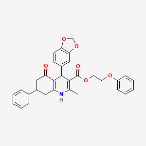 molecular formula C32H29NO6 B4910679 2-Phenoxyethyl 4-(1,3-benzodioxol-5-yl)-2-methyl-5-oxo-7-phenyl-1,4,5,6,7,8-hexahydroquinoline-3-carboxylate 