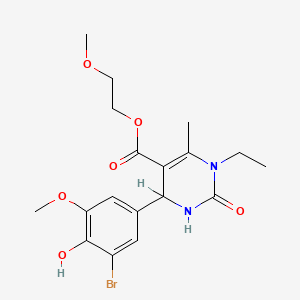 2-Methoxyethyl 4-(3-bromo-4-hydroxy-5-methoxyphenyl)-1-ethyl-6-methyl-2-oxo-1,2,3,4-tetrahydropyrimidine-5-carboxylate