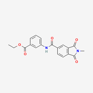 molecular formula C19H16N2O5 B4910712 ethyl 3-{[(2-methyl-1,3-dioxo-2,3-dihydro-1H-isoindol-5-yl)carbonyl]amino}benzoate 