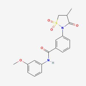 molecular formula C18H18N2O5S B4910783 N-(3-methoxyphenyl)-3-(4-methyl-1,1,3-trioxo-1,2-thiazolidin-2-yl)benzamide 