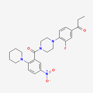 1-[3-fluoro-4-[4-(5-nitro-2-piperidin-1-ylbenzoyl)piperazin-1-yl]phenyl]propan-1-one