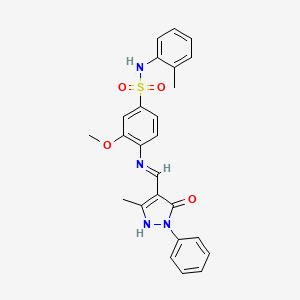 3-methoxy-4-{[(3-methyl-5-oxo-1-phenyl-1,5-dihydro-4H-pyrazol-4-ylidene)methyl]amino}-N-(2-methylphenyl)benzenesulfonamide