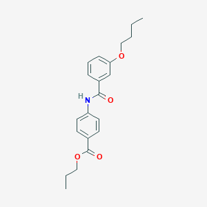 molecular formula C21H25NO4 B4910820 propyl 4-[(3-butoxybenzoyl)amino]benzoate 