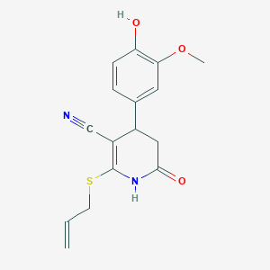 4-(4-Hydroxy-3-methoxyphenyl)-6-oxo-2-(prop-2-en-1-ylsulfanyl)-1,4,5,6-tetrahydropyridine-3-carbonitrile