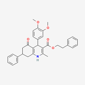 molecular formula C33H33NO5 B4910923 2-Phenylethyl 4-(3,4-dimethoxyphenyl)-2-methyl-5-oxo-7-phenyl-1,4,5,6,7,8-hexahydroquinoline-3-carboxylate 