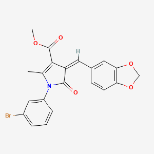 molecular formula C21H16BrNO5 B4910937 methyl (4Z)-4-(1,3-benzodioxol-5-ylmethylidene)-1-(3-bromophenyl)-2-methyl-5-oxo-4,5-dihydro-1H-pyrrole-3-carboxylate 