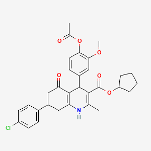 molecular formula C31H32ClNO6 B4910969 Cyclopentyl 4-[4-(acetyloxy)-3-methoxyphenyl]-7-(4-chlorophenyl)-2-methyl-5-oxo-1,4,5,6,7,8-hexahydroquinoline-3-carboxylate 