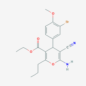 molecular formula C19H21BrN2O4 B4910979 ethyl 6-amino-4-(3-bromo-4-methoxyphenyl)-5-cyano-2-propyl-4H-pyran-3-carboxylate 