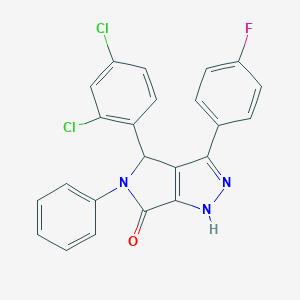 molecular formula C23H14Cl2FN3O B491112 4-(2,4-dichlorophenyl)-3-(4-fluorophenyl)-5-phenyl-4,5-dihydropyrrolo[3,4-c]pyrazol-6(1H)-one CAS No. 488861-40-1