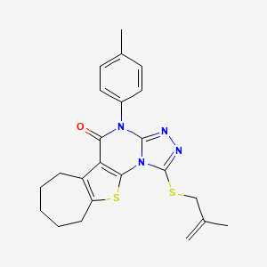 1-[(2-METHYLALLYL)SULFANYL]-4-(4-METHYLPHENYL)-7,8,9,10-TETRAHYDRO-6H-CYCLOHEPTA[4,5]THIENO[3,2-E][1,2,4]TRIAZOLO[4,3-A]PYRIMIDIN-5(4H)-ONE