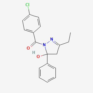 molecular formula C18H17ClN2O2 B4911147 1-(4-chlorobenzoyl)-3-ethyl-5-phenyl-4,5-dihydro-1H-pyrazol-5-ol 