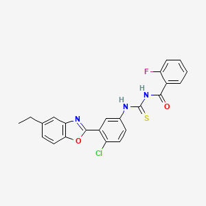 molecular formula C23H17ClFN3O2S B4911173 N-({[4-chloro-3-(5-ethyl-1,3-benzoxazol-2-yl)phenyl]amino}carbonothioyl)-2-fluorobenzamide 