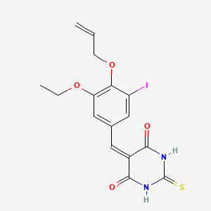 molecular formula C16H15IN2O4S B4911186 5-[(3-Ethoxy-5-iodo-4-prop-2-enoxyphenyl)methylidene]-2-sulfanylidene-1,3-diazinane-4,6-dione 