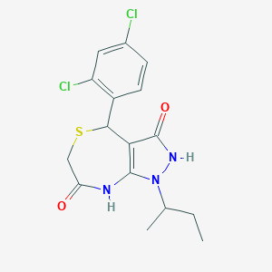 molecular formula C16H17Cl2N3O2S B491120 1-sec-butyl-4-(2,4-dichlorophenyl)-3-hydroxy-4,8-dihydro-1H-pyrazolo[3,4-e][1,4]thiazepin-7(6H)-one CAS No. 667909-58-2