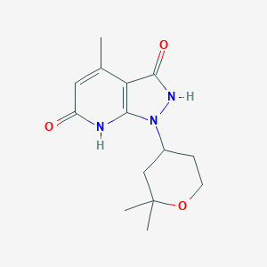 molecular formula C14H19N3O3 B491122 Pyrazolo[3,4-b]pyridin-6-one, 1-(2,2-dimethyltetrahydropyran-4-yl)-3-hydroxy-4-methyl-1,7-dihydro- CAS No. 667909-59-3