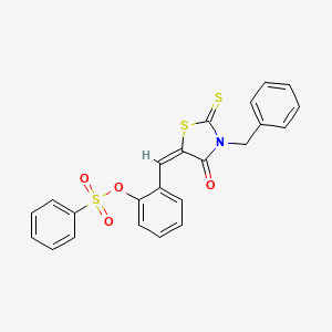 2-{[(5E)-3-BENZYL-4-OXO-2-SULFANYLIDENE-1,3-THIAZOLIDIN-5-YLIDENE]METHYL}PHENYL BENZENESULFONATE