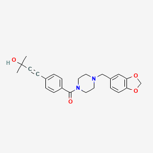 molecular formula C24H26N2O4 B4911350 [4-(1,3-Benzodioxol-5-ylmethyl)piperazin-1-yl][4-(3-hydroxy-3-methylbut-1-yn-1-yl)phenyl]methanone 