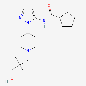 N-[2-[1-(3-hydroxy-2,2-dimethylpropyl)piperidin-4-yl]pyrazol-3-yl]cyclopentanecarboxamide