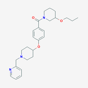 molecular formula C26H35N3O3 B4911452 2-[(4-{4-[(3-propoxy-1-piperidinyl)carbonyl]phenoxy}-1-piperidinyl)methyl]pyridine 