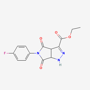 ETHYL 5-(4-FLUOROPHENYL)-4,6-DIOXO-1H,3AH,4H,5H,6H,6AH-PYRROLO[3,4-C]PYRAZOLE-3-CARBOXYLATE