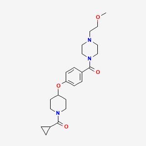 molecular formula C23H33N3O4 B4911549 1-(4-{[1-(cyclopropylcarbonyl)-4-piperidinyl]oxy}benzoyl)-4-(2-methoxyethyl)piperazine 