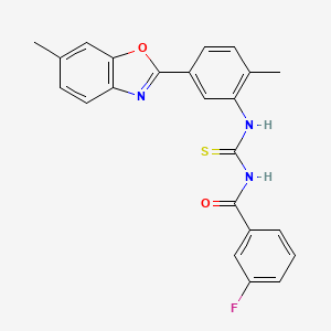 3-fluoro-N-({[2-methyl-5-(6-methyl-1,3-benzoxazol-2-yl)phenyl]amino}carbonothioyl)benzamide