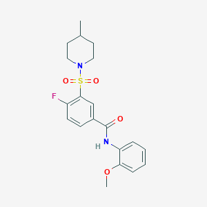 molecular formula C20H23FN2O4S B4911606 4-fluoro-N-(2-methoxyphenyl)-3-(4-methylpiperidin-1-yl)sulfonylbenzamide 