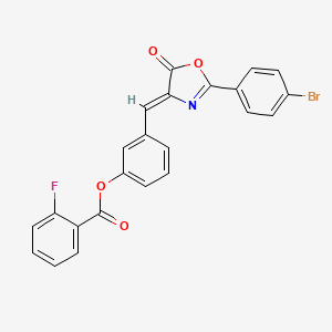 molecular formula C23H13BrFNO4 B4911644 3-{(Z)-[2-(4-bromophenyl)-5-oxo-1,3-oxazol-4(5H)-ylidene]methyl}phenyl 2-fluorobenzoate 