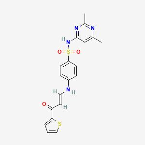 molecular formula C19H18N4O3S2 B4911742 N-(2,6-dimethylpyrimidin-4-yl)-4-[[(E)-3-oxo-3-thiophen-2-ylprop-1-enyl]amino]benzenesulfonamide 