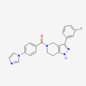 [3-(3-Fluorophenyl)-1,4,6,7-tetrahydropyrazolo[4,3-c]pyridin-5-yl]-(4-imidazol-1-ylphenyl)methanone