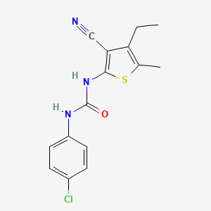 molecular formula C15H14ClN3OS B4911859 1-(4-Chlorophenyl)-3-(3-cyano-4-ethyl-5-methylthiophen-2-yl)urea 