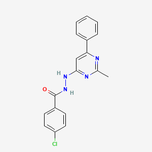 molecular formula C18H15ClN4O B4911869 4-chloro-N'-(2-methyl-6-phenylpyrimidin-4-yl)benzohydrazide 