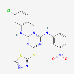 molecular formula C19H15ClN8O2S2 B4911965 N-(5-chloro-2-methylphenyl)-6-[(5-methyl-1,3,4-thiadiazol-2-yl)thio]-N'-(3-nitrophenyl)-1,3,5-triazine-2,4-diamine 