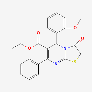 ETHYL 5-(2-METHOXYPHENYL)-3-OXO-7-PHENYL-2H,3H,5H-[1,3]THIAZOLO[3,2-A]PYRIMIDINE-6-CARBOXYLATE