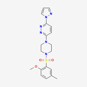 molecular formula C19H22N6O3S B4912019 3-[4-(2-methoxy-5-methylbenzenesulfonyl)piperazin-1-yl]-6-(1H-pyrazol-1-yl)pyridazine 