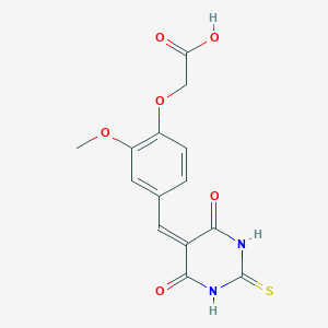 2-{4-[(4,6-DIOXO-2-SULFANYLIDENE-1,3-DIAZINAN-5-YLIDENE)METHYL]-2-METHOXYPHENOXY}ACETIC ACID